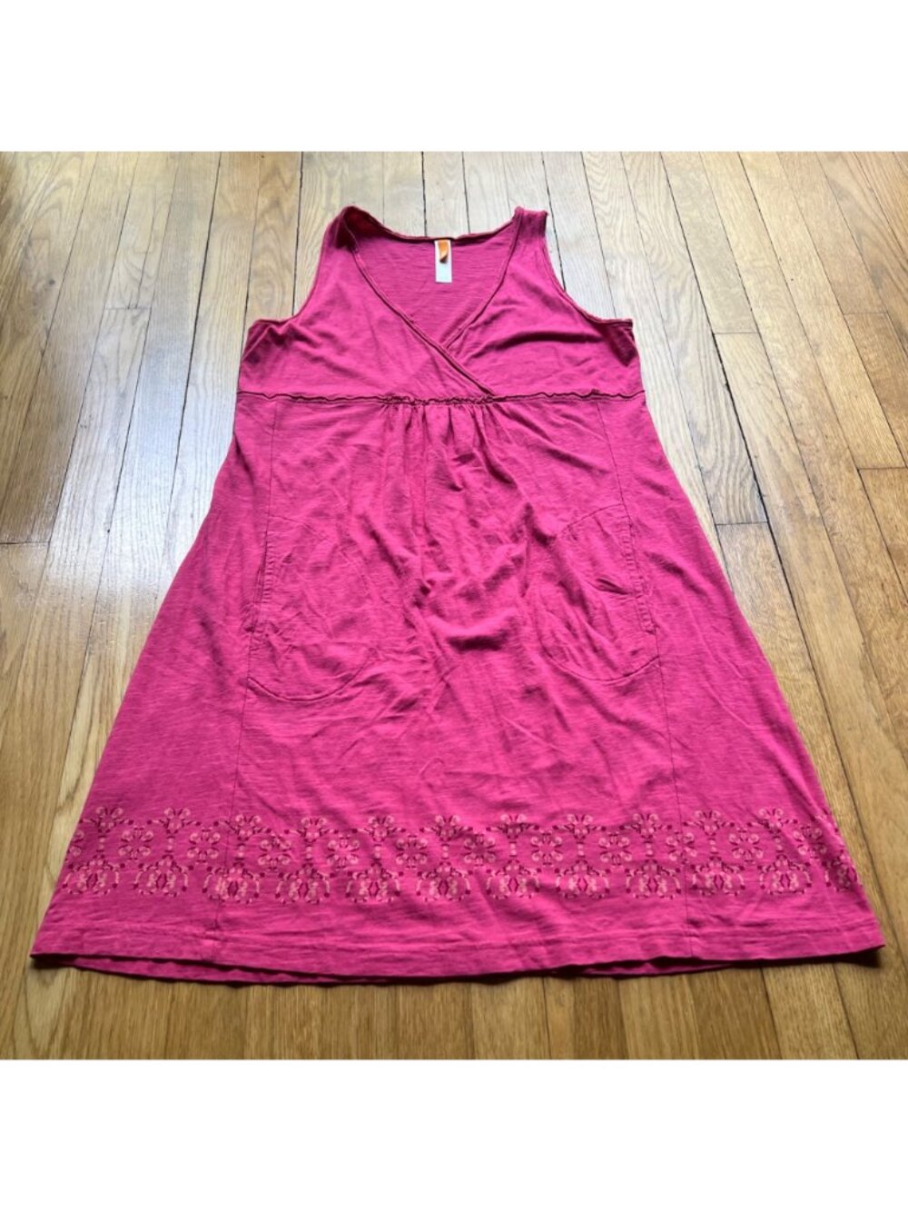 Lucy Size L Hot Pink Sleeveless Surplice V-Neck Pullover Tank Dress - Picture 2 of 13